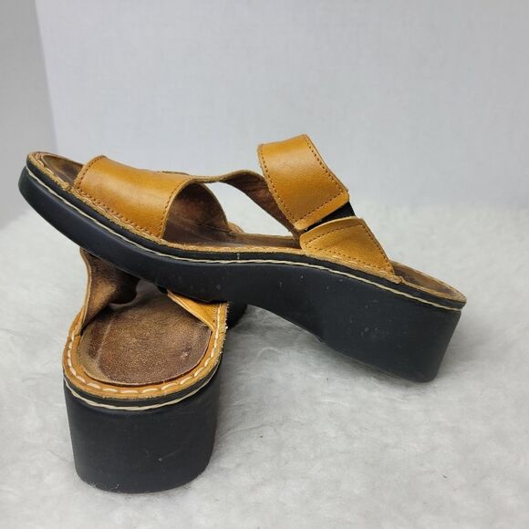 Naot Monterey Slides Toe Loop Yellow Leather Women's Shoes Size 7.5 - Picture 6 of 8